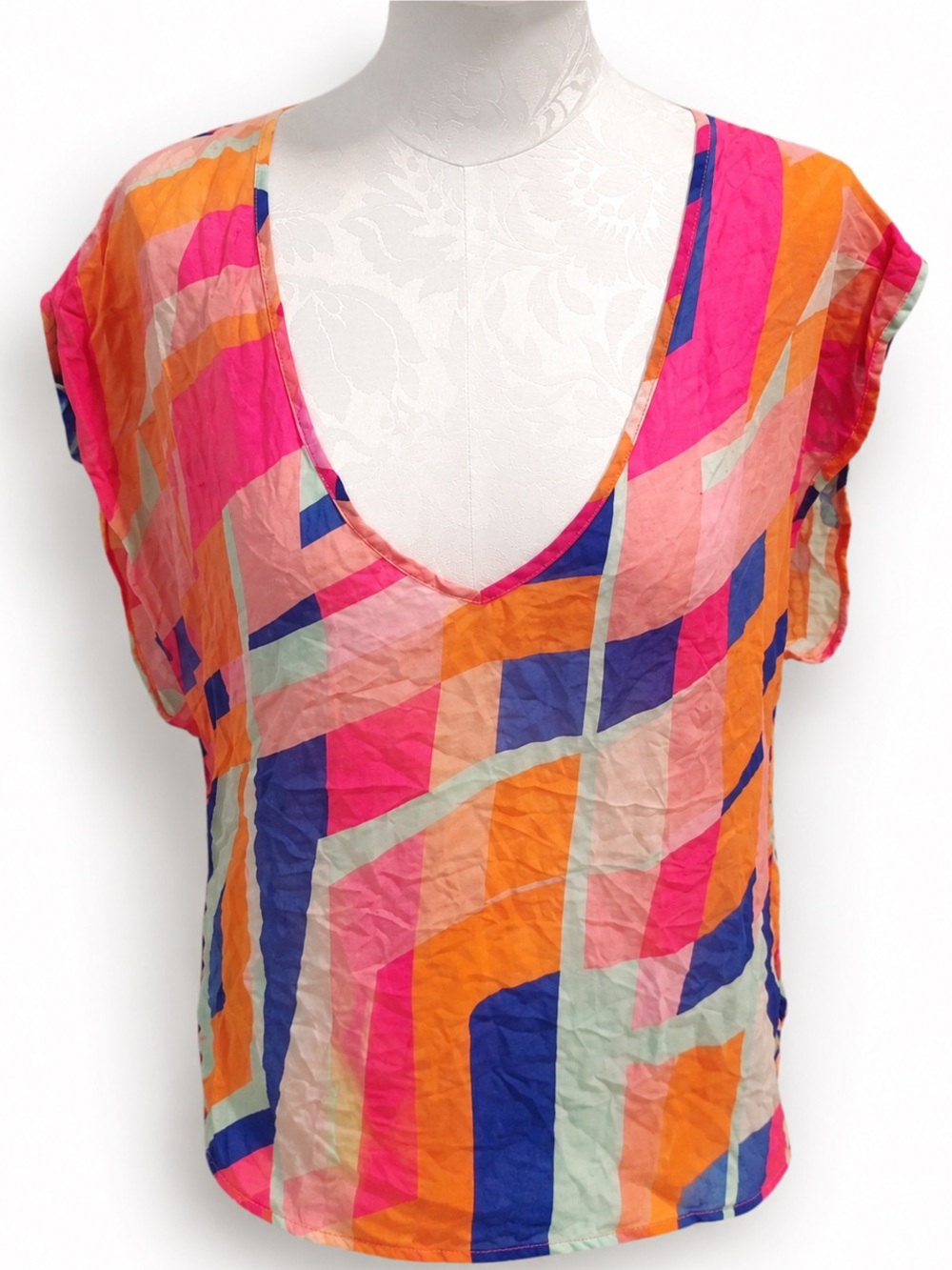 Victoria’s Secret Multicolor Swimsuit Cover Up Geometric V Neck Beach Tunic